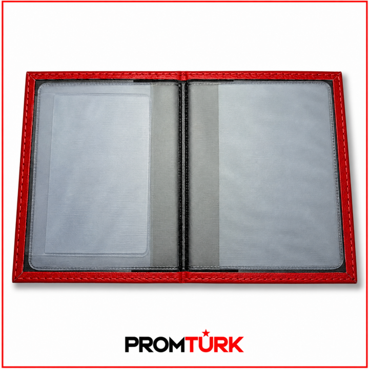 Kırmızı Rustik Deri Gofre Logo Baskılı Promosyon Ruhsat Kabı